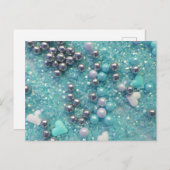 ライトブルーの輝きと愛のハート ポストカード (正面/裏面)