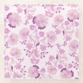ライトブルーの輪郭の花のデザイン コースター (正面)