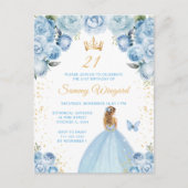 ライトブルーの金髪プリンセス誕生日パーティー ポストカード (正面)