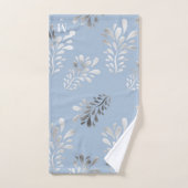 ライトブルーの銀葉植物モノグラム バスタオルセット (ハンドタオル)