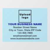 ライトブルーの長方形の上のビジネスブランド ウィンドウサイン (シート)