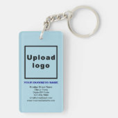 ライトブルーの長方形アクリルにビジネスブランド キーホルダー (裏面)