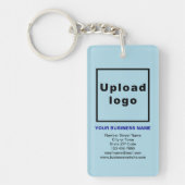 ライトブルーの長方形アクリルにビジネスブランド キーホルダー (正面)
