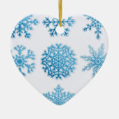ライトブルーの雪の結晶ホワイトクリスマス セラミックオーナメント (正面)