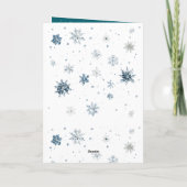 ライトブルーの雪の結晶 クリスマス カード (裏面)