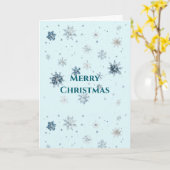 ライトブルーの雪の結晶 クリスマス カード (黄色い花)