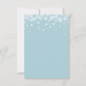 ライトブルーの雪結婚片のイベント 招待状 (裏面)