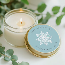 ライトブルーの雪結婚片のクリスマス ラウンドシール