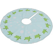 ライトブルーの青いウミガメ ブラッシュドポリエステルツリースカート (アングル)