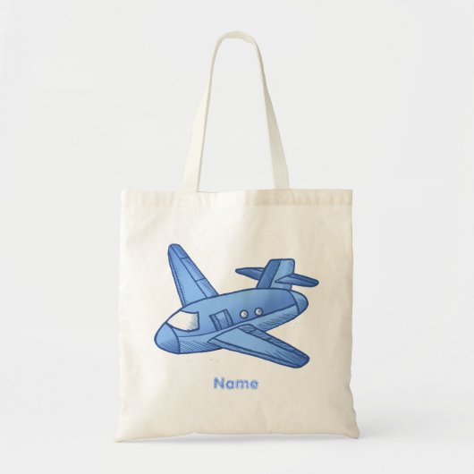 ライトブルーの飛行機トートバッグ トートバッグ (正面)