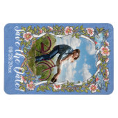 ライトブルーの鳥のフローラ結婚写真の救日付 マグネット (横)