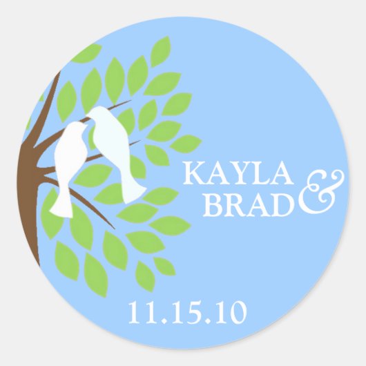 ライトブルーの鳥を愛する ラウンドシール (正面)