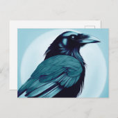 ライトブルーの黒いカラスのスケッチ ポストカード (正面/裏面)
