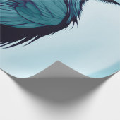 ライトブルーの黒いカラスのスケッチ ラッピングペーパー (角)