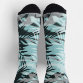 ライトブルーの黒い熱帯パターン ソックス (上部)