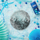 ライトブルーの黒い熱帯パターン ペーパープレート (パーティー)