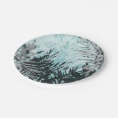 ライトブルーの黒い熱帯パターン ペーパープレート (アングル)