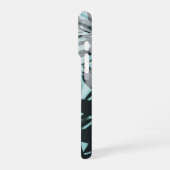 ライトブルーの黒い熱帯パターン iPhoneケース (左側面)