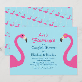 ライトブルーの『Let's Flamingle』 カップルシャワーの招待状 招待状