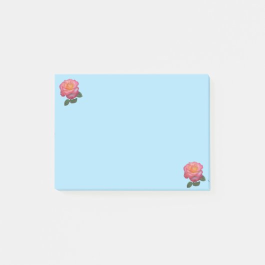 ライトブルーのToDoリストにピンクの花 ポストイット (正面)