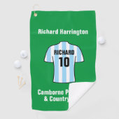 ライトブルーまたはスカイブルーのサッカーシャストライプツ ゴルフタオル (インサイチュ)