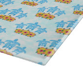 ライトブルーアイランドトライバルグリーンウミガメ カッティングボード (角)