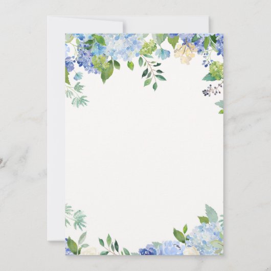 ライトブルーアジサイフローラシックリハーサルディナー 招待状 (裏面)