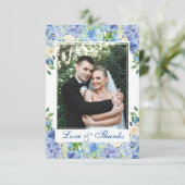 ライトブルーアジサイフローラフォトウォーターカラー サンキューカード (スタンド正面)