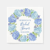 ライトブルーアジサイフローラブライダルシャワー紙 スタンダードカクテルナプキン (正面)