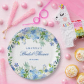 ライトブルーアジサイフローラブライダルシャワー ペーパープレート (パーティー)
