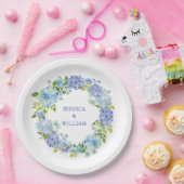 ライトブルーアジサイフローラ結婚披露宴 ペーパープレート (パーティー)