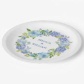 ライトブルーアジサイフローラ結婚披露宴 ペーパープレート (アングル)