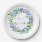 ライトブルーアジサイフローラ結婚披露宴 ペーパープレート (正面)