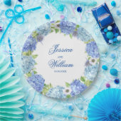 ライトブルーアジサイフローラ結婚披露宴 ペーパープレート (パーティー)