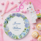 ライトブルーアジサイフローラ結婚披露宴 ペーパープレート (パーティー)