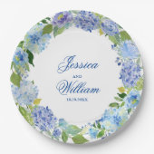 ライトブルーアジサイフローラ結婚披露宴 ペーパープレート (正面)