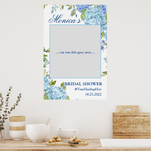 ライトブルーアジサイブライダルシャワーフォトプロップ ポスター (キッチン)