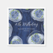 ライトブルーアジサイ材40th誕生日パーティー スタンダードカクテルナプキン (正面)