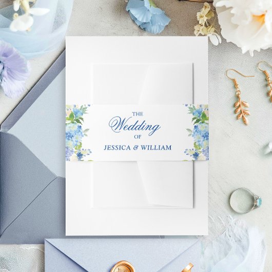 ライトブルーアジサイ水カラーフローラ結婚ズ 招待状ベリーバンド