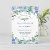 ライトブルーアジサイ緑の水の色結婚の設定 招待状 (スタンド正面)