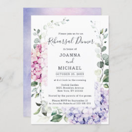 ライトブルーアジサイ&ユーカリプラリハーサルディナー 招待状