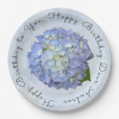 ライトブルーアジランジーアスペシャル誕生日紙プレート ペーパープレート (正面)