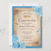 ライトブルーアンド金ゴールドバラキンセアニェラ 招待状 (正面)