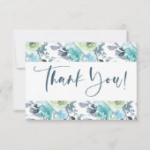 ライトブルーイエローグリーンエレガントフローラ サンキューカード (正面)