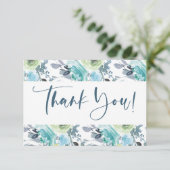 ライトブルーイエローグリーンエレガントフローラ サンキューカード (スタンド正面)