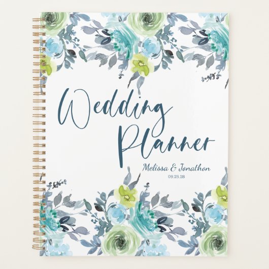 ライトブルーイエローグリーンフローラウェディングプランナー プランナー手帳 (正面)