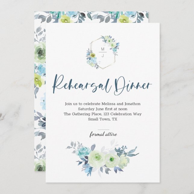 ライトブルーイエローグリーンフローラリハーサルディナー (正面/裏面)