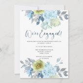 ライトブルーイエローグリーンフローラ婚約パーティ 招待状 (正面)