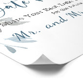 ライトブルーイエローグリーンフローラ日付夜間の標識 ポスター (角)