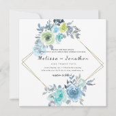 ライトブルーイエローグリーンフローラ結婚式招待状 (正面)